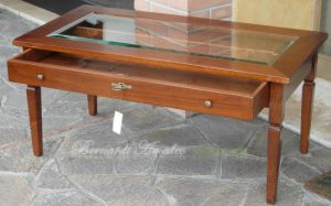 Tavolino da salotto con cassetto e vetro